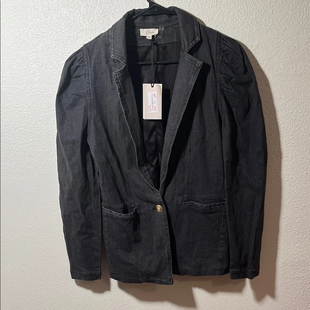 Elan Dark Charcoal Single-Button Blazer - Picture 2 of 5